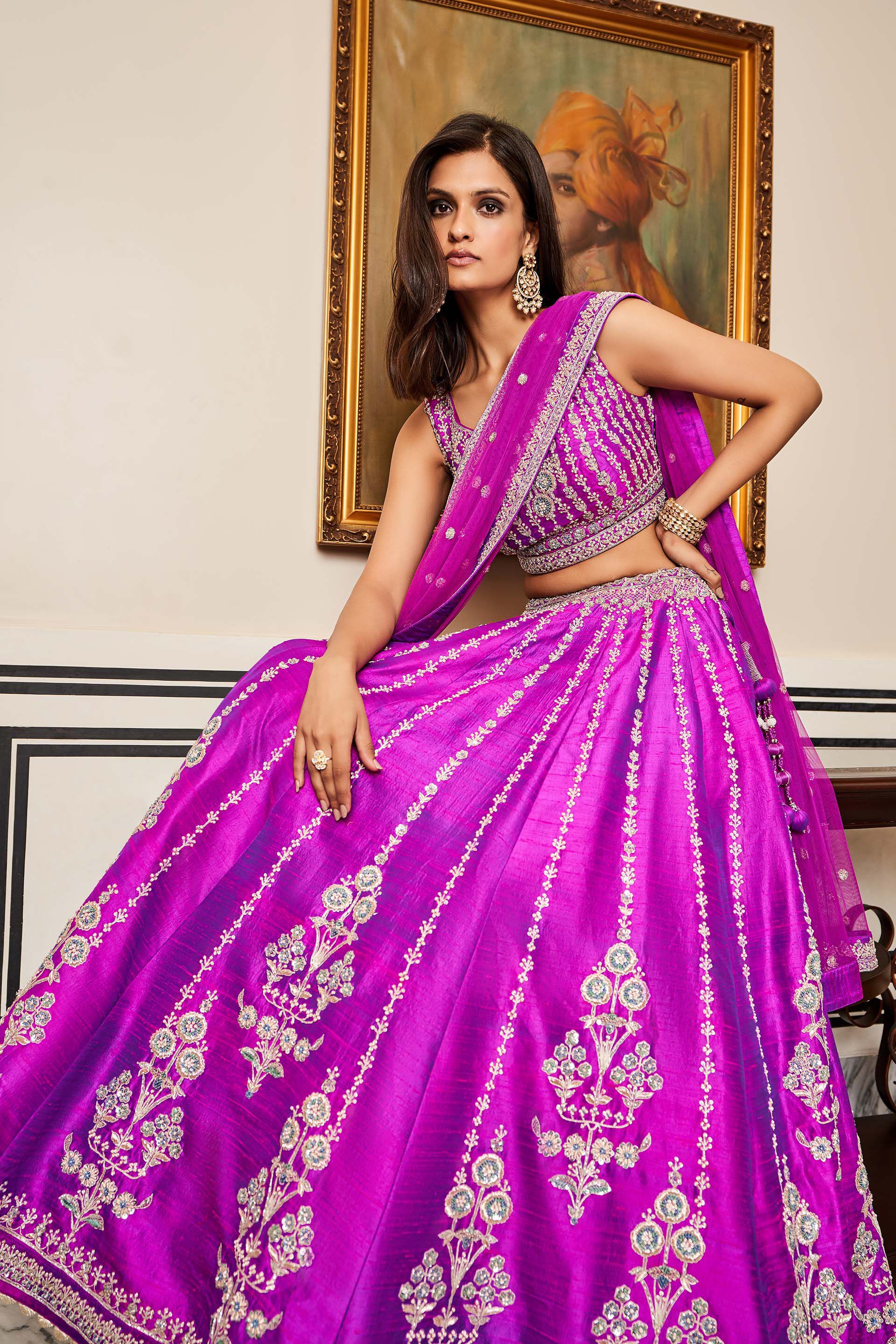 Aadab Lehenga Set - Vivid Violet, Violet, image 5